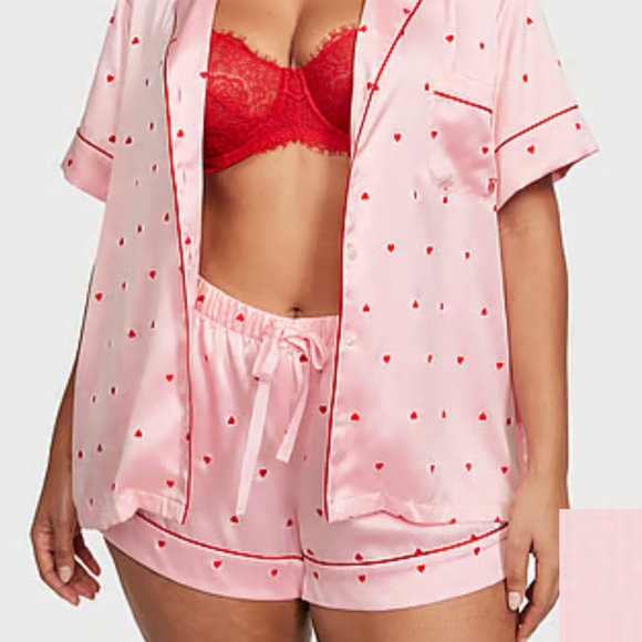 Victoria’s Secret Satin Short Pajama Pink and Red Hearts Size XXL - Picture 2 of 2